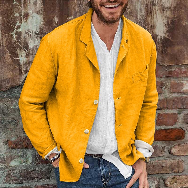 Blazer casual para hombre ligero con solapa de muesca texturizada