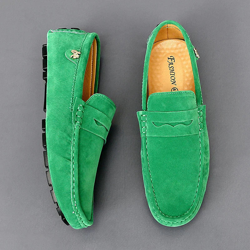 Mocasines de ante para hombre con suela flexible para conducir
