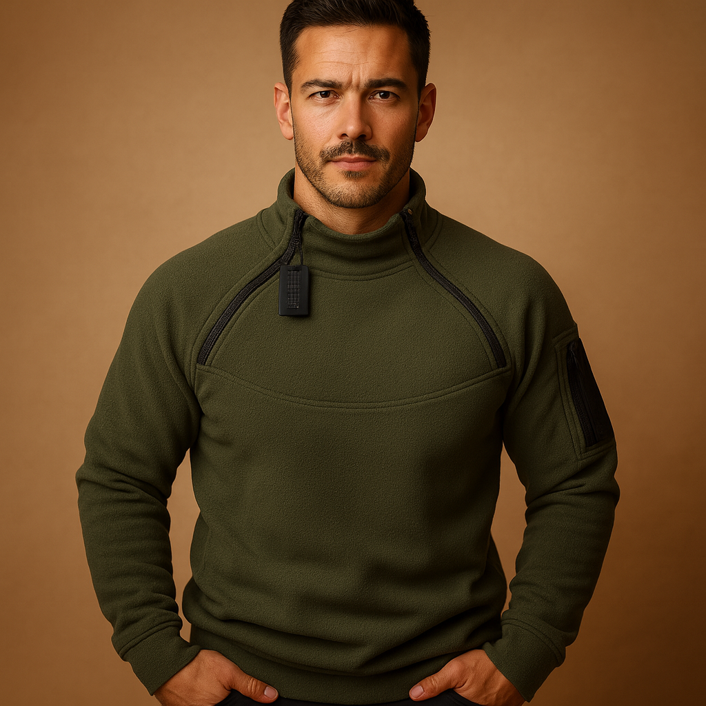 Suéter ligero de cuello alto para hombre - Prenda suave y flexible de corte regular con bolsillo utilitario en la manga para el día a día, los fines de semana y todas las estaciones con un estilo informal
