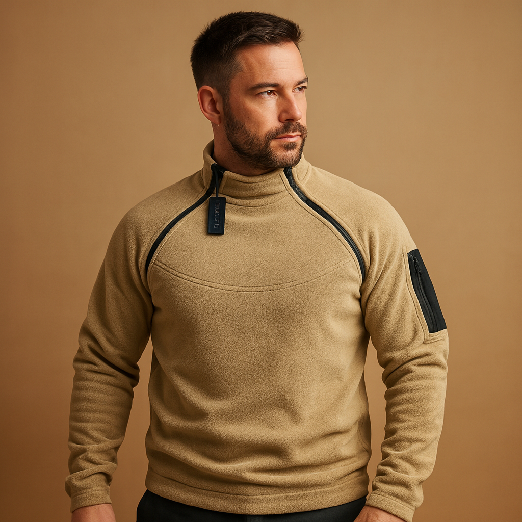 Suéter ligero de cuello alto para hombre - Prenda suave y flexible de corte regular con bolsillo utilitario en la manga para el día a día, los fines de semana y todas las estaciones con un estilo informal