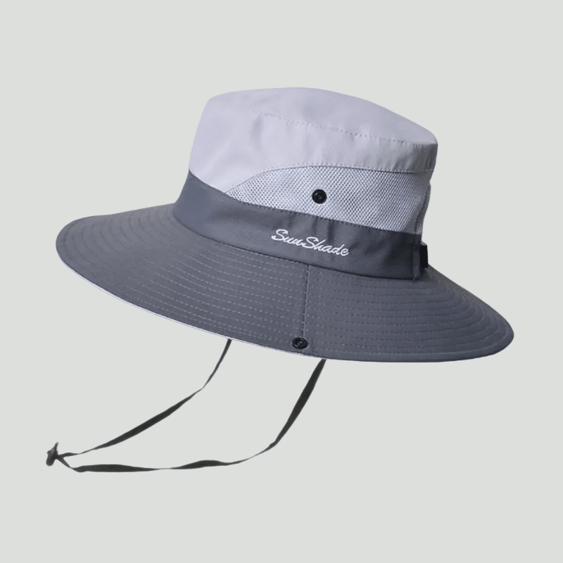 Chapéu masculino de aba larga com proteção UV - chapéu leve e respirável com malha para atividades ao ar livre, com tira ajustável para o queixo, caminhadas, viagens e praia