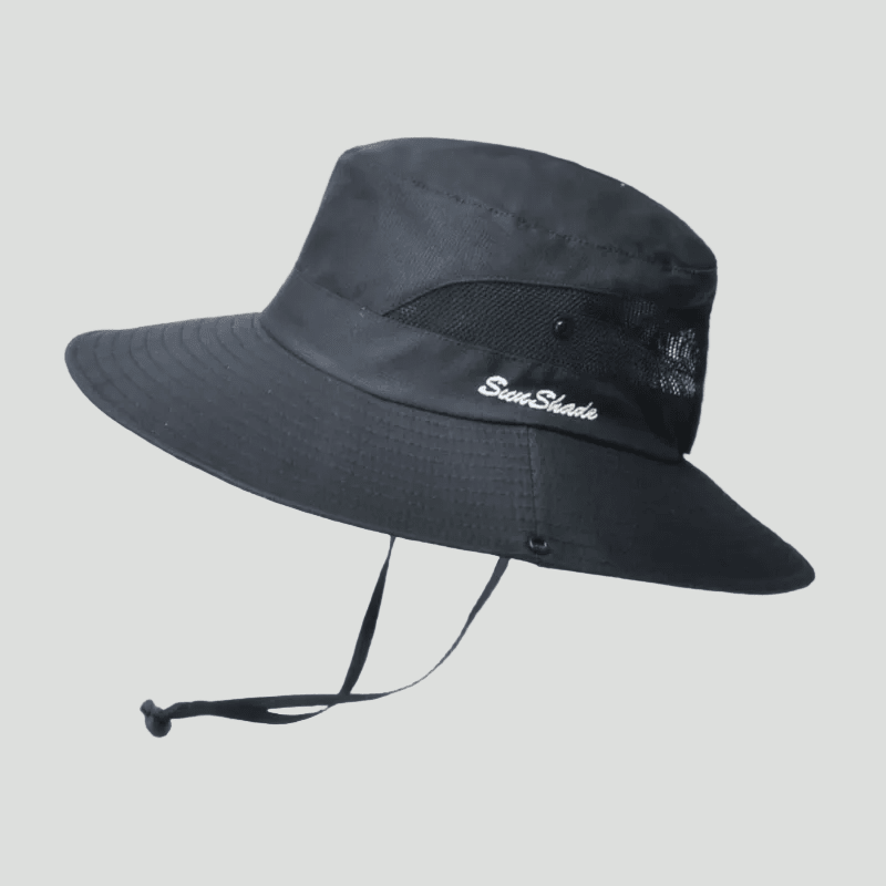 Chapéu masculino de aba larga com proteção UV - chapéu leve e respirável com malha para atividades ao ar livre, com tira ajustável para o queixo, caminhadas, viagens e praia