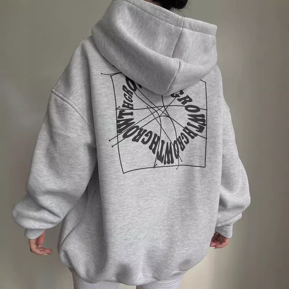 Women’s Oversized Printed Hoodie – Cotton-Blend Streetwear Layer for Travel and Casual Days