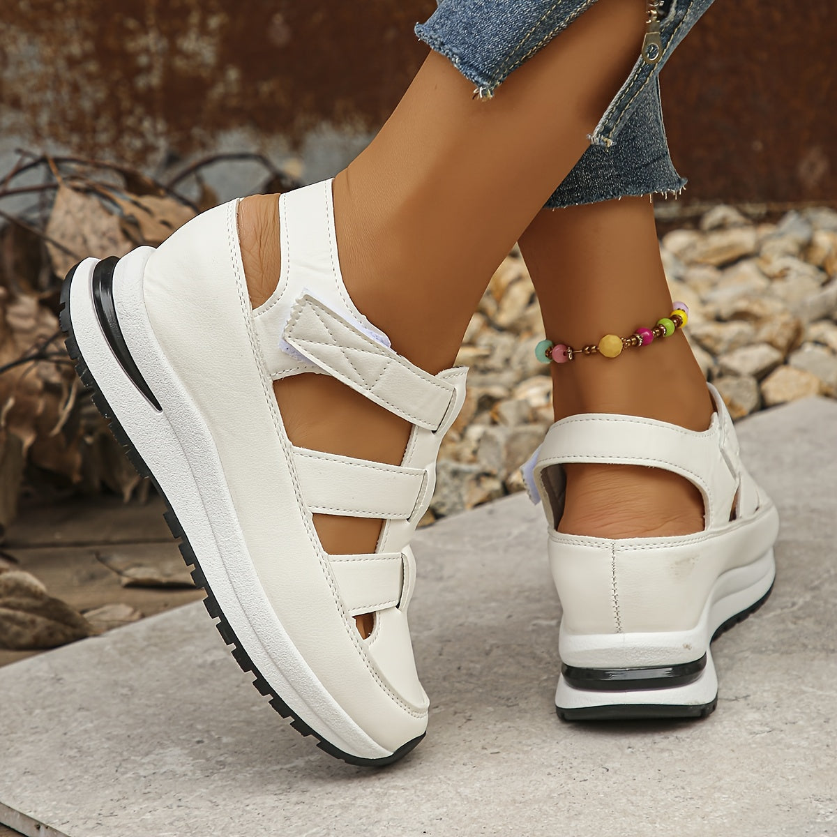 Sandali con Zeppa da Donna con Plantare Morbido Punta Tonda Scarpe Casual Estive Comode per Tutti i Giorni