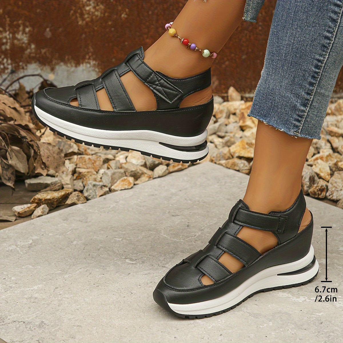 Sandali con Zeppa da Donna con Plantare Morbido Punta Tonda Scarpe Casual Estive Comode per Tutti i Giorni