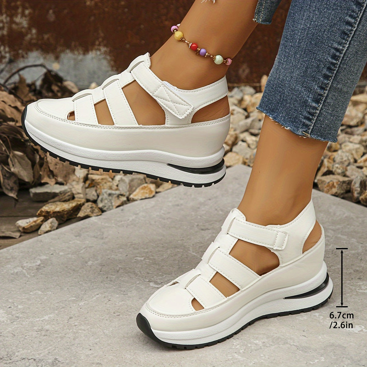 Sandali con Zeppa da Donna con Plantare Morbido Punta Tonda Scarpe Casual Estive Comode per Tutti i Giorni