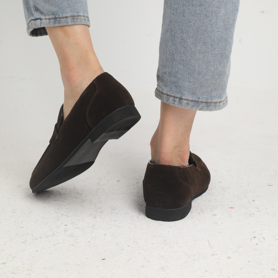 Férfi velúr penny loafer elegáns, könnyen felvehető alkalmi cipők