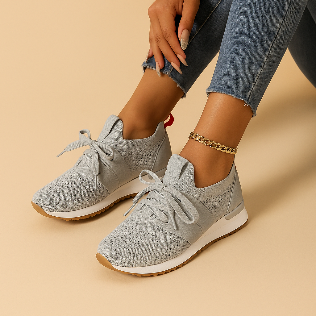 Women’s Lightweight Mesh Trainers with Lace-Up Fastening and Rubber Soles – Breathable Casual Shoes for Walking and Everyday Wear