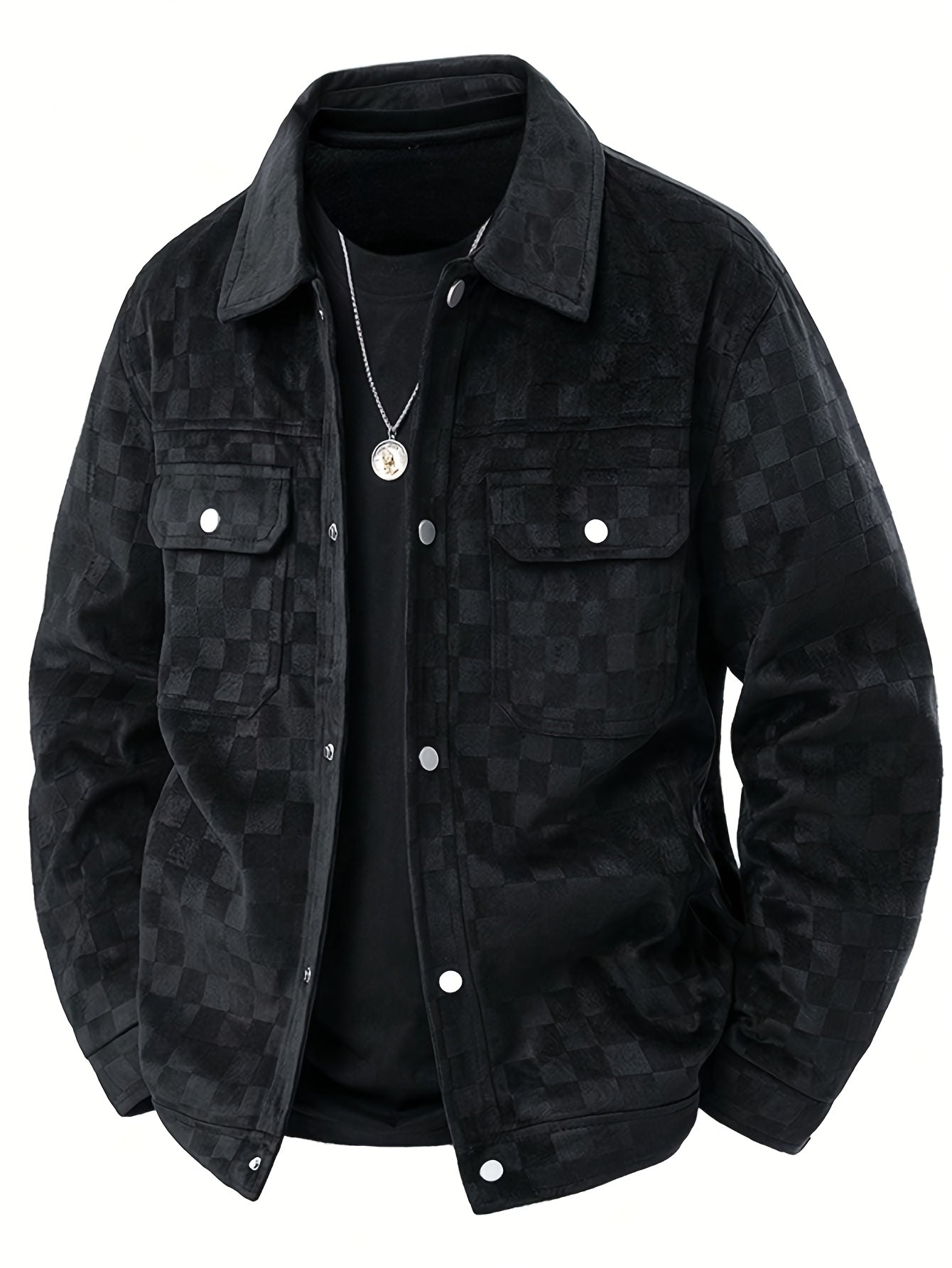 Chaqueta utilitaria para hombre con botones a presión estampados y bolsillos en el pecho