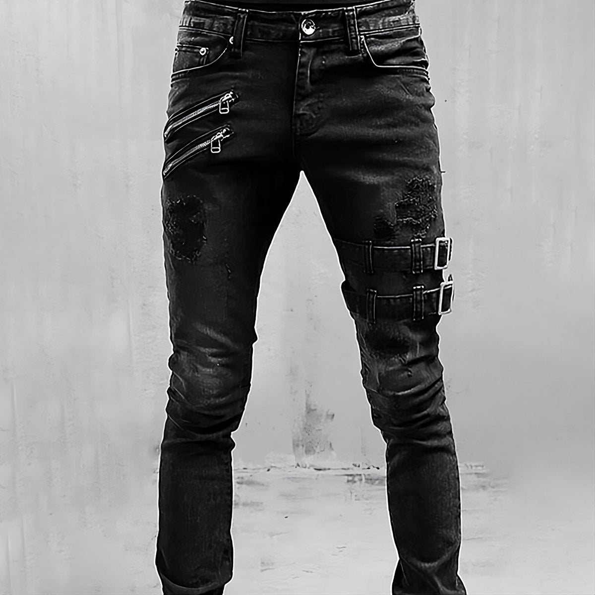 Slim-Fit-Stretchjeans für Herren - lässige Utility-Hose mit Used-Look für Alltag und Streetwear