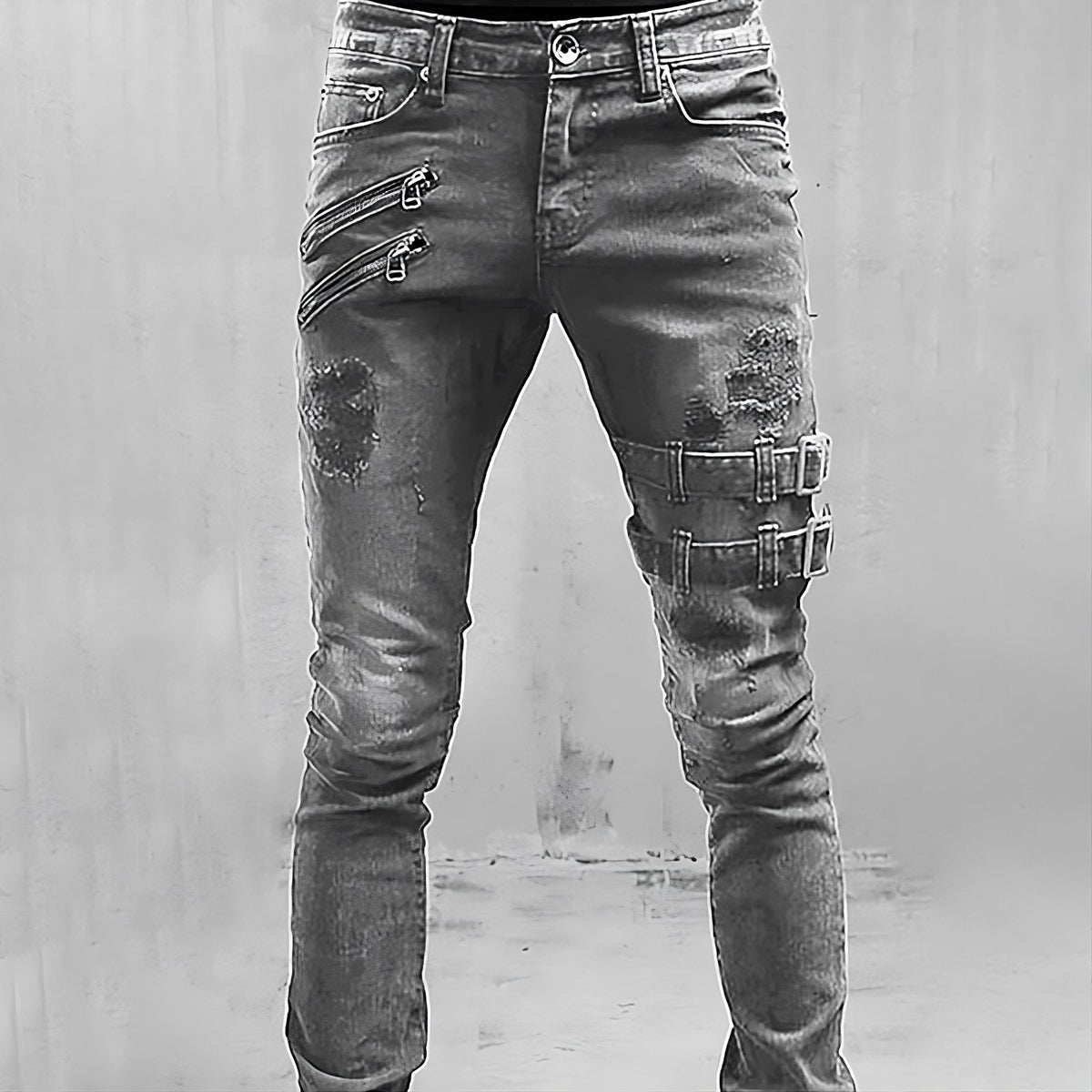 Slim-Fit-Stretchjeans für Herren - lässige Utility-Hose mit Used-Look für Alltag und Streetwear