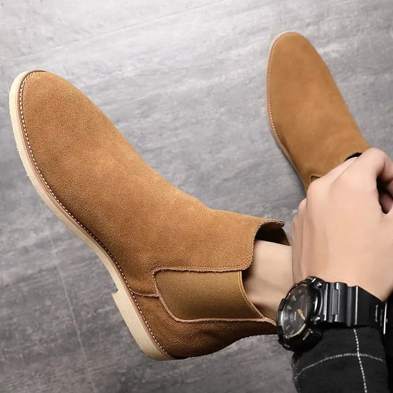 Men’s Suede Footwear Classic Slip Boots On Ankle Style for Casual and Smart-Casual Wear