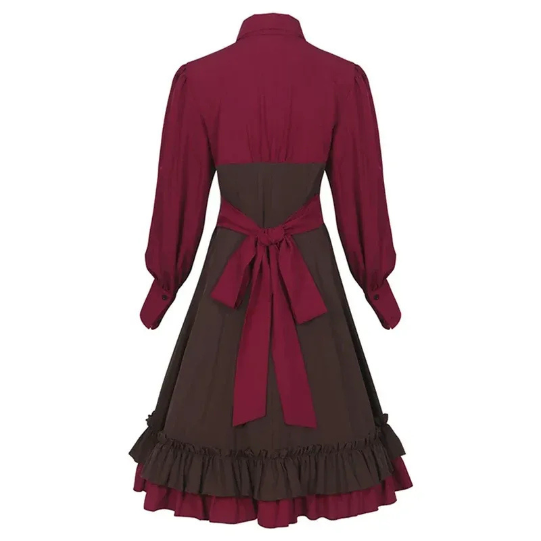 Women’s Ruffle Midi Dress – Dirndl-Inspired Oktoberfest Shirt Dress for Celebrations