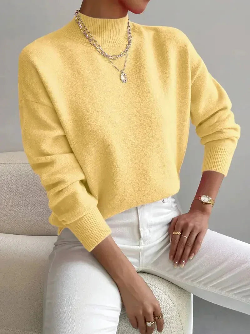 Maglione Donna con Collo Alto – Morbido Maglione Minimalista per Autunno e Inverno