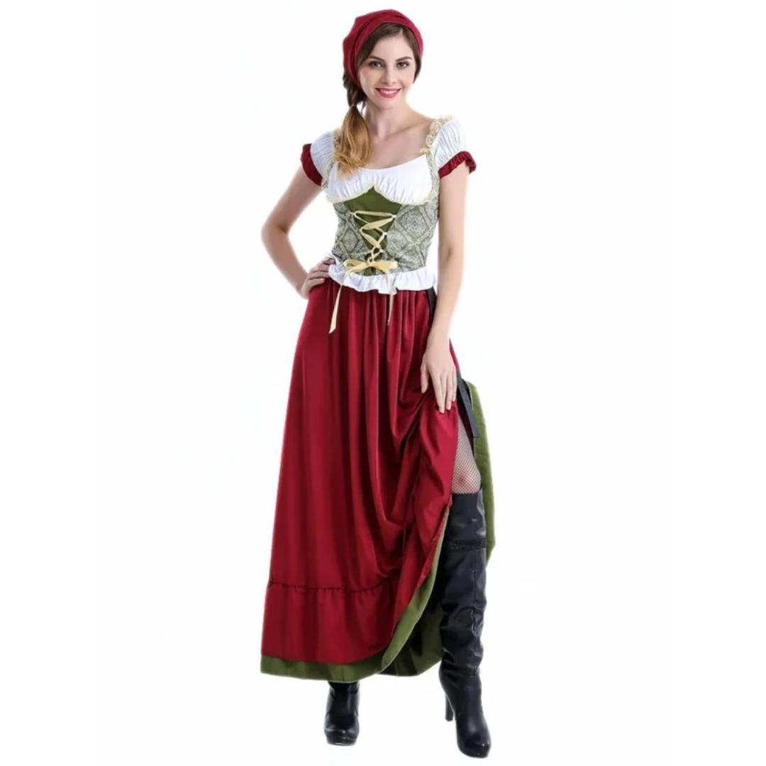 Damen-Dirndlkleid mit Schnürung – schulterfreies Oktoberfest-Minikleid für Volksfeste
