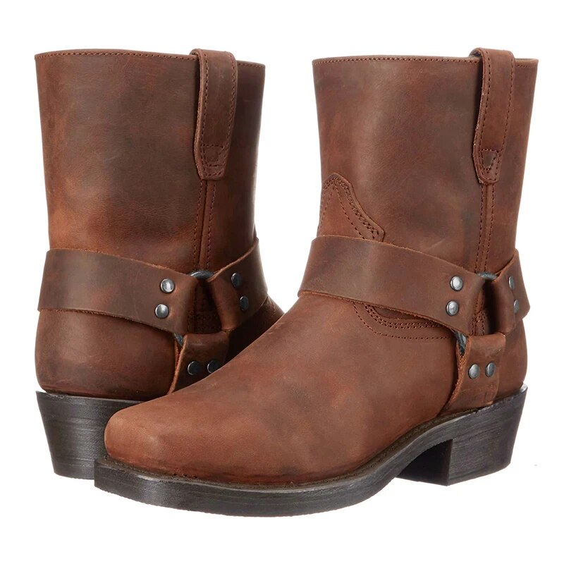 Stivali da uomo in pelle stile western, eleganti, resistenti, comodi per l'uso quotidiano e l'avventura