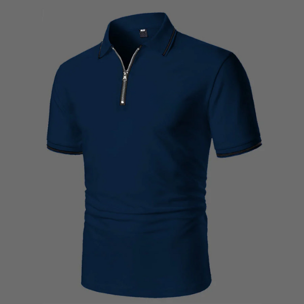 Pánské polo tričko s krátkým rukávem a zipem, ležérní, smart-casual, prodyšné bavlněné tričko