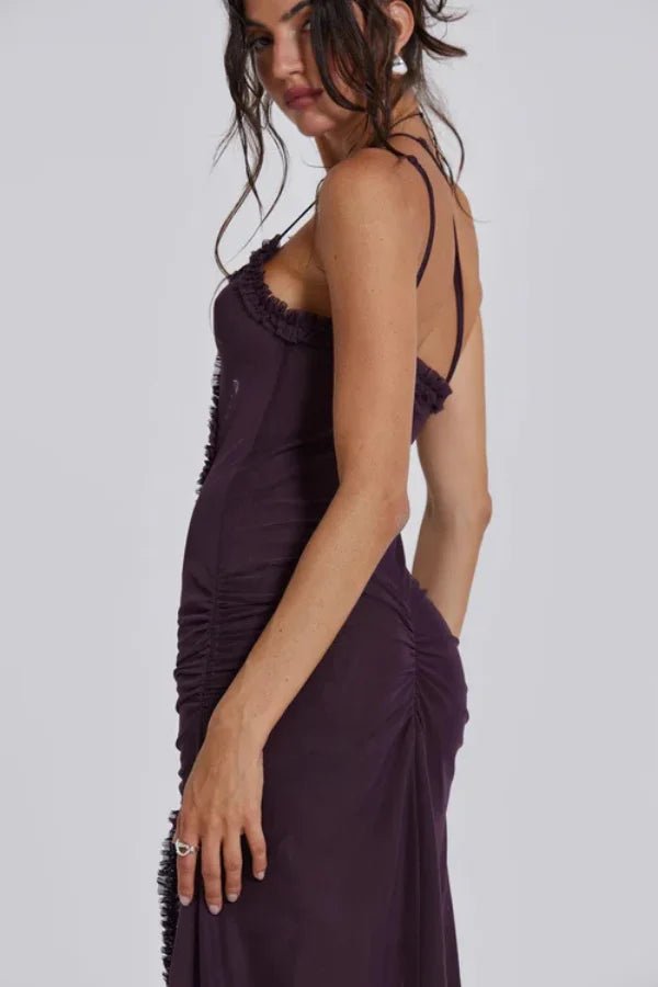 Women’s Maxi Dress Printed Mesh Cut Out Evening Gown