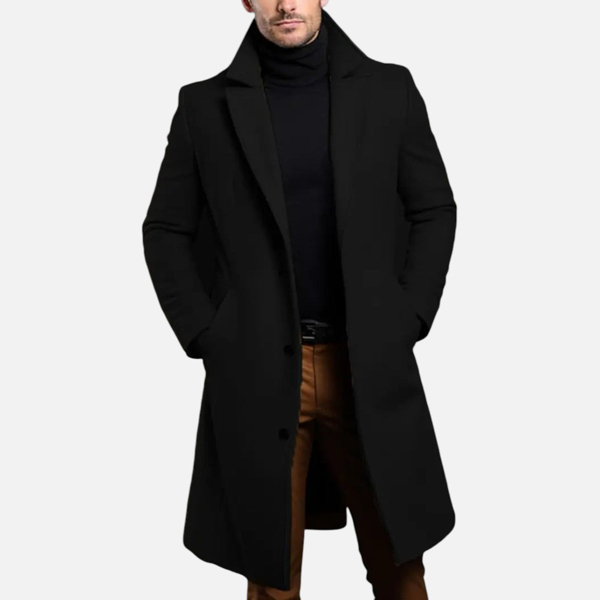 Soprabito lungo monopetto da uomo - cappotto sartoriale slim fit per l'ufficio e un look smart casual invernale