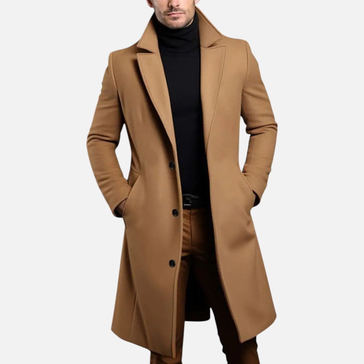 Soprabito lungo monopetto da uomo - cappotto sartoriale slim fit per l'ufficio e un look smart casual invernale