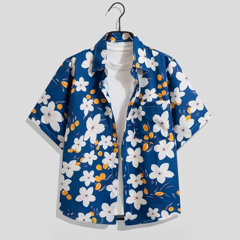 Men’s Printed Short-Sleeve Shirt – Relaxed Summer Button-Up for Holidays and Beach Days