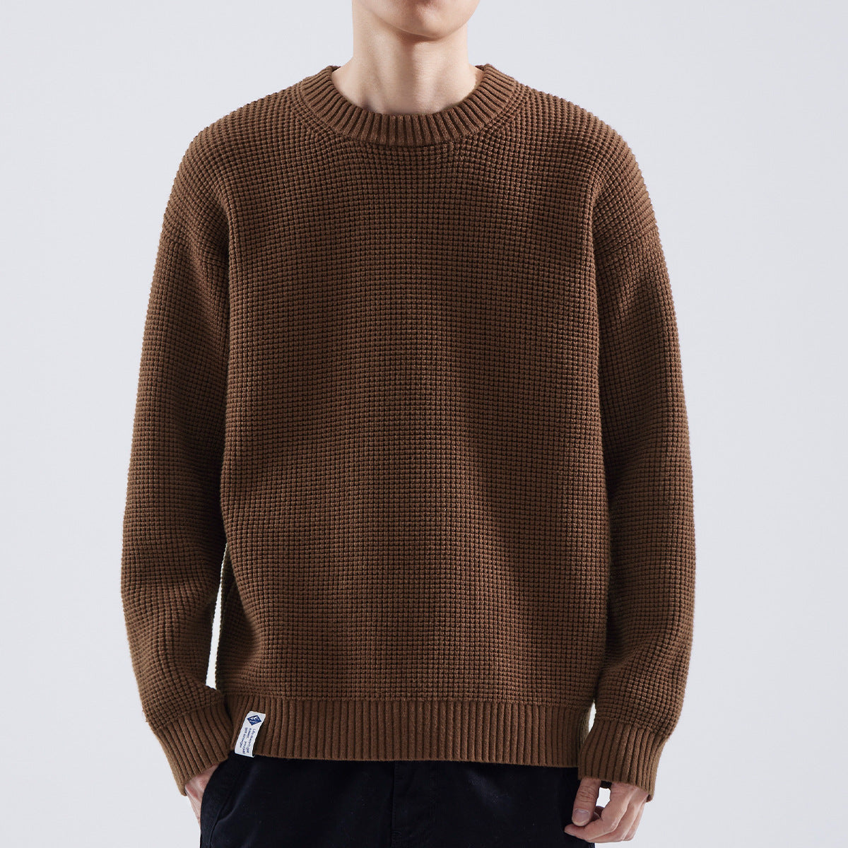 Maglione invernale da uomo lavorato a trama testurizzata – vestibilità comoda, girocollo, ideale per i tuoi look a strati quotidiani