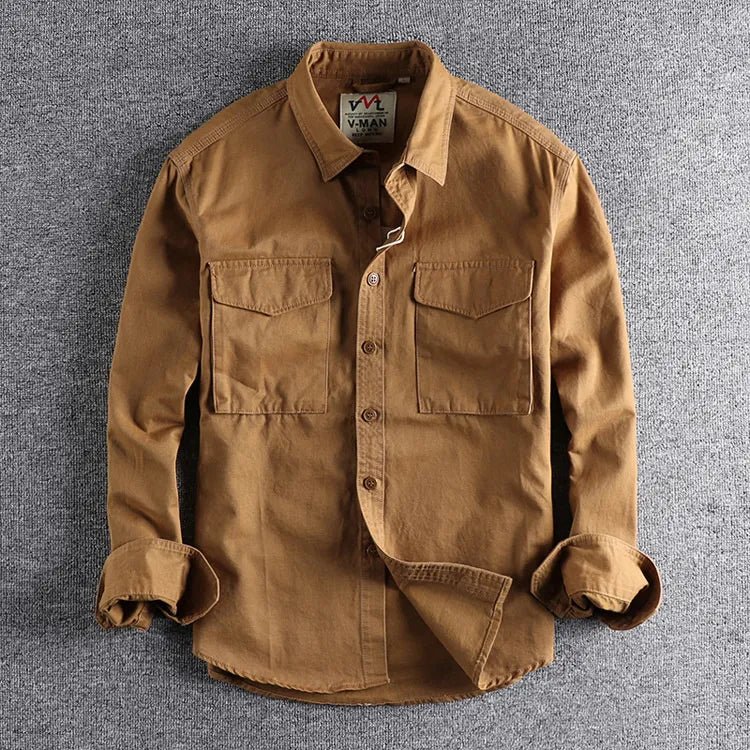 Men’s Utility Overshirt – Double Pocket Button-Up Layer for Travel and Everyday Wear