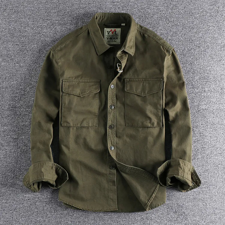 Men’s Utility Overshirt – Double Pocket Button-Up Layer for Travel and Everyday Wear