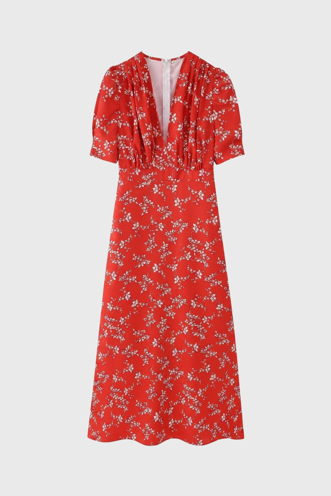 Vestito da donna stampato con scollo a V midi e dettaglio in vita