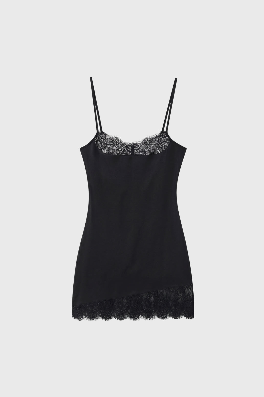 Vestito corto da donna con spalline regolabili e rifinitura in pizzo