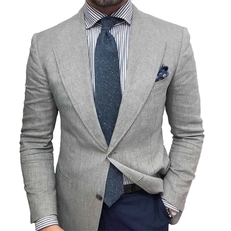 Men’s Modern Slim-Fit Blazer – Single-Breasted Tailored Jacket with Notch Lapels and Refined Pockets