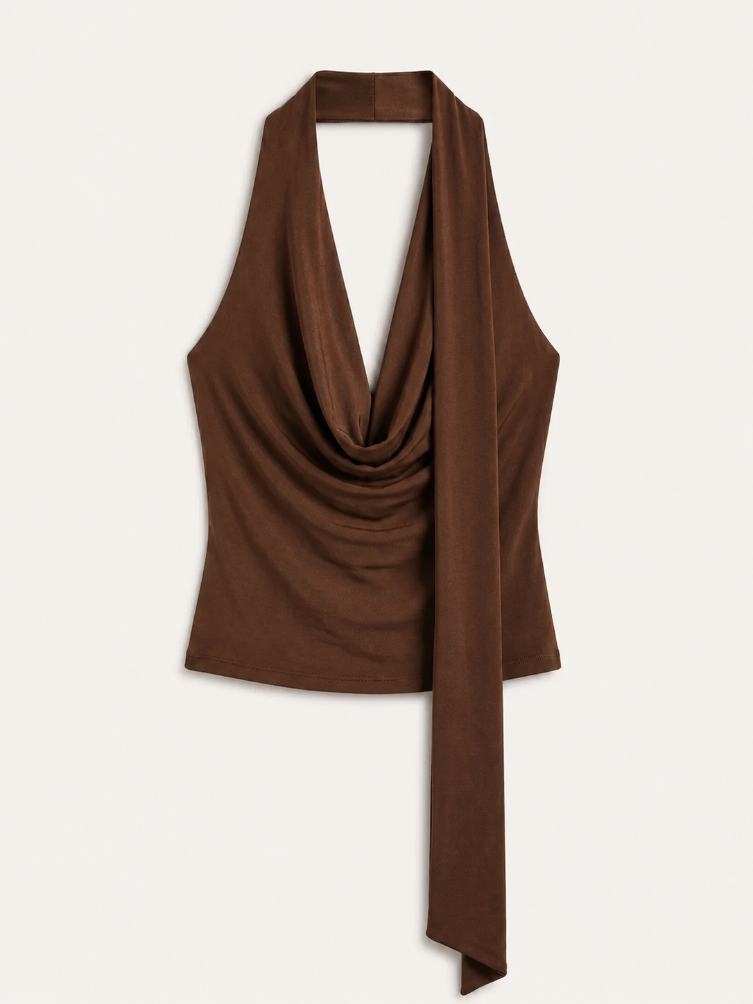 Women’s Draped Halter Top Scarf Neckline Sleeveless Blouse