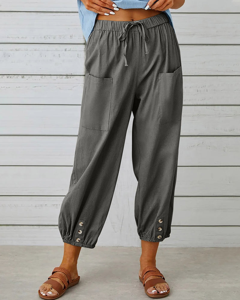 Pantalones holgados de talle alto para mujer, cómodos, de ajuste relajado, transpirables, casuales y versátiles para el día a día