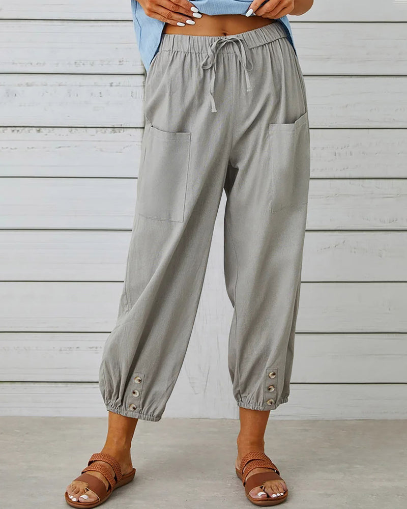 Women’s High Waisted Loose Trousers Comfortable Relaxed Fit Breathable Everyday Casual Versatile Pants