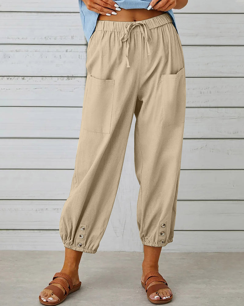 Pantalones holgados de talle alto para mujer, cómodos, de ajuste relajado, transpirables, casuales y versátiles para el día a día