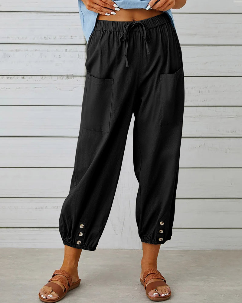 Pantalones holgados de talle alto para mujer, cómodos, de ajuste relajado, transpirables, casuales y versátiles para el día a día