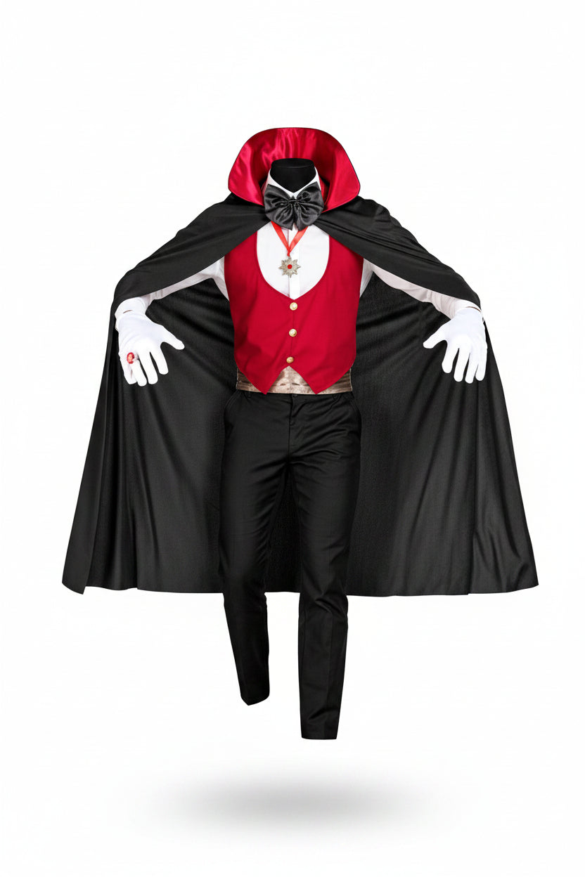 Miesten vampyyriliivi, viitta ja asusteet – halloween-asu