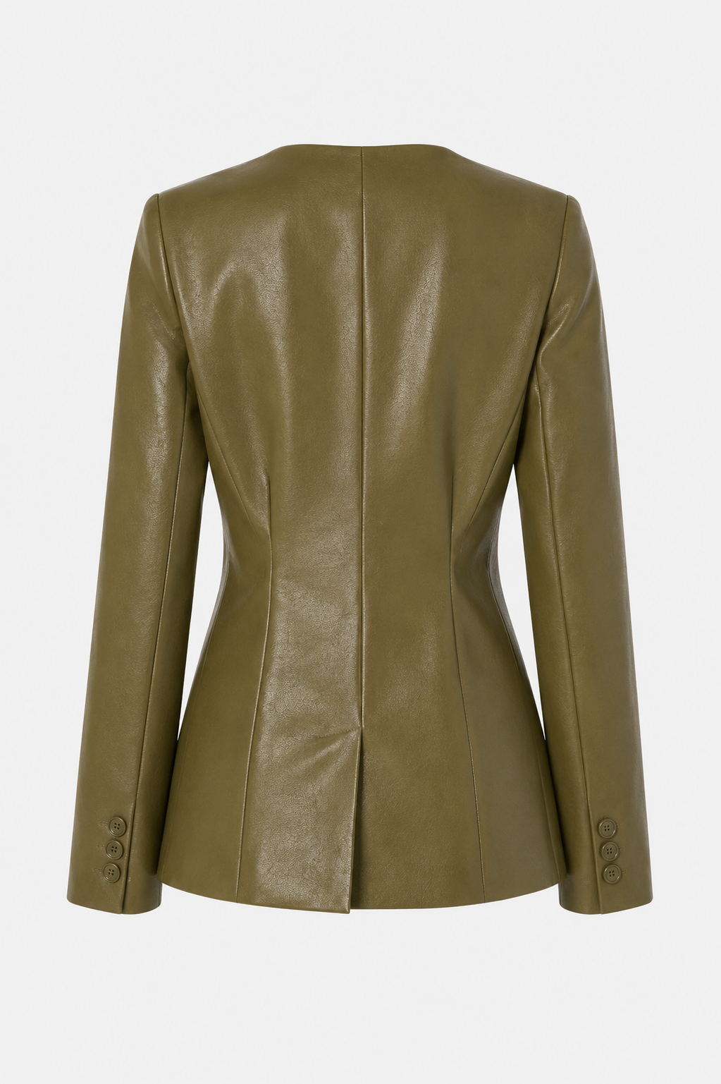 Blazer feminino transpassado sem gola – corte estruturado em V para uso no escritório e à noite