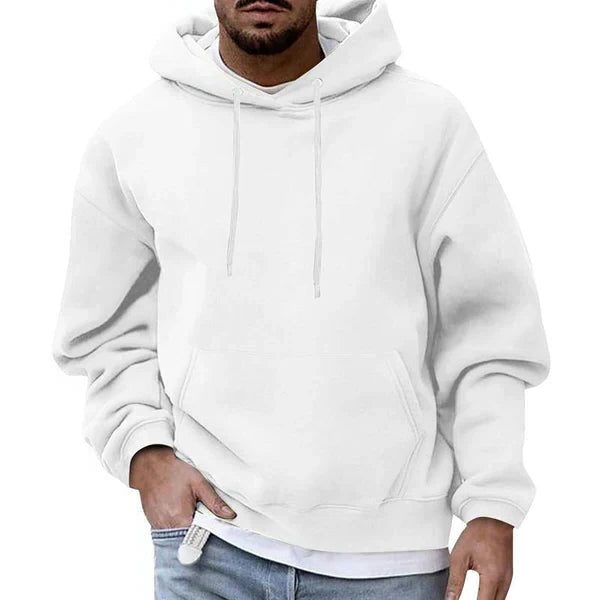Oversized hættetrøje til mænd – langærmet pullover med hætte med snøre og kængurulomme til afslappet brug i koldt vejr