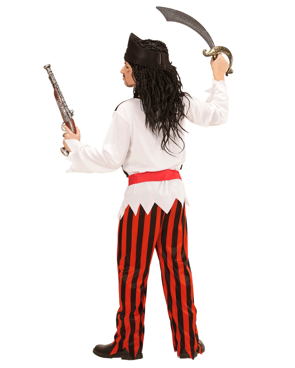 Halloweenkostume til børn med piratskjorte, vest, bukser og pandebånd