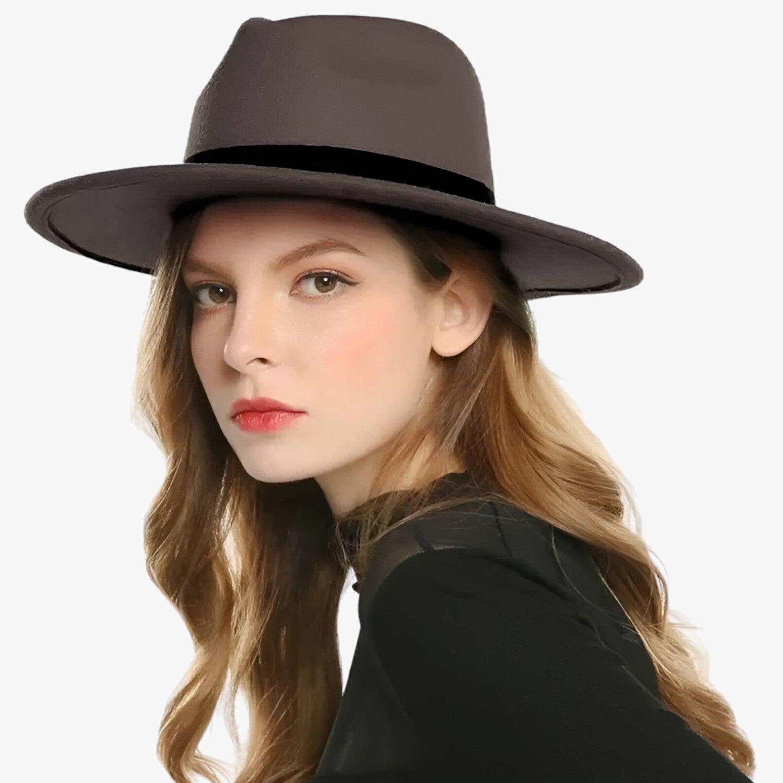 Women’s Wool Felt Fedora Hat – Water-Repellent Vintage Style for Autumn and Winter