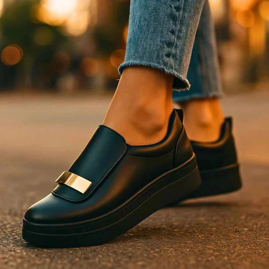 Plateaul loafers voor dames - instapschoenen met chunky zool en gespdetail voor nette casual alledaagse looks