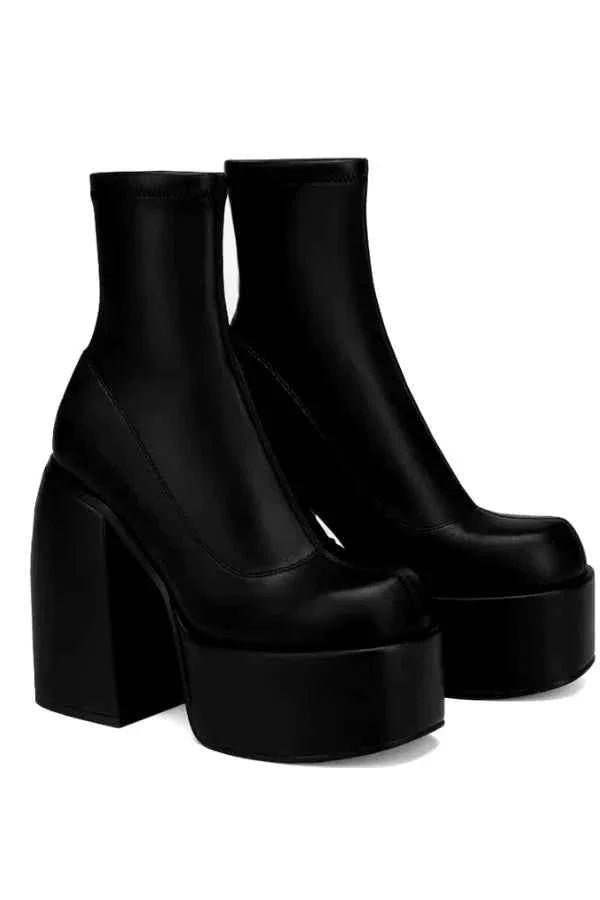 Botins de plataforma femininos - botins com sola alta e salto grosso de bloco para um visual marcante na cidade e à noite
