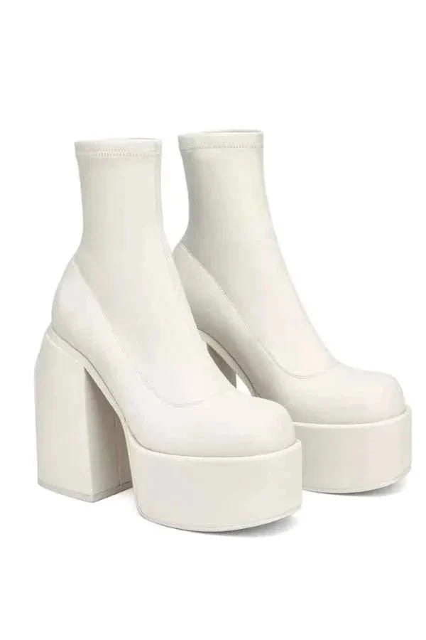 Botins de plataforma femininos - botins com sola alta e salto grosso de bloco para um visual marcante na cidade e à noite