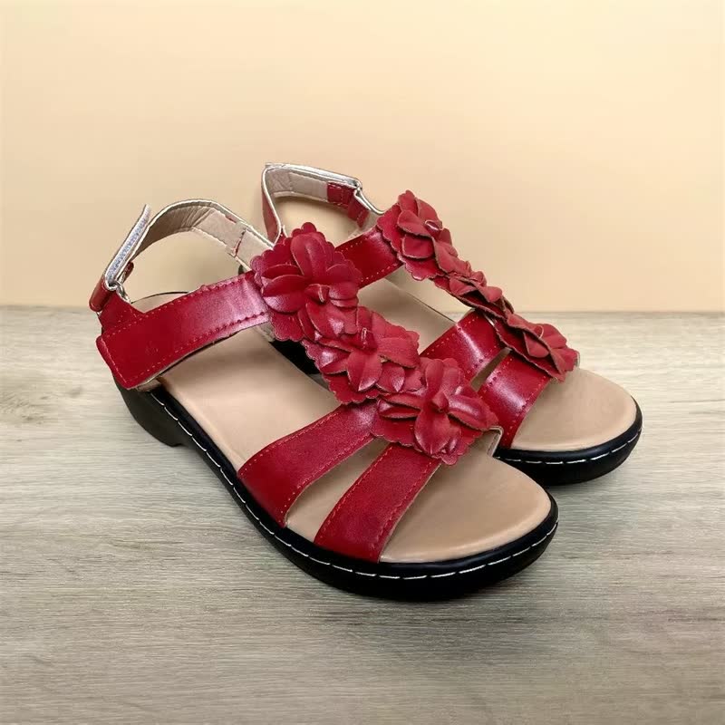 Women’s Comfort Sandals Floral Strap Wedge Sole Adjustable Slingback Summer Shoes