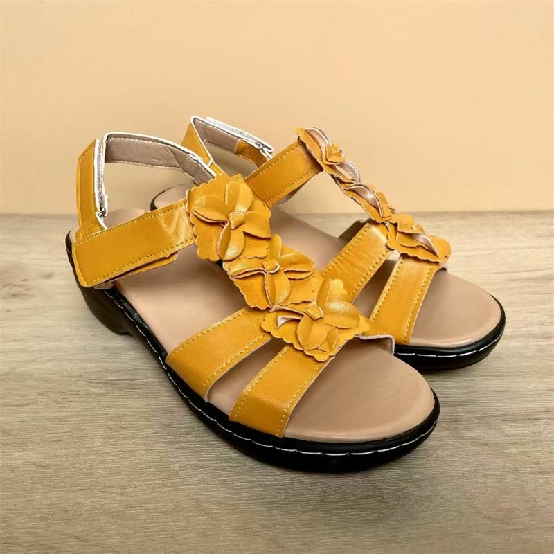 Women’s Comfort Sandals Floral Strap Wedge Sole Adjustable Slingback Summer Shoes