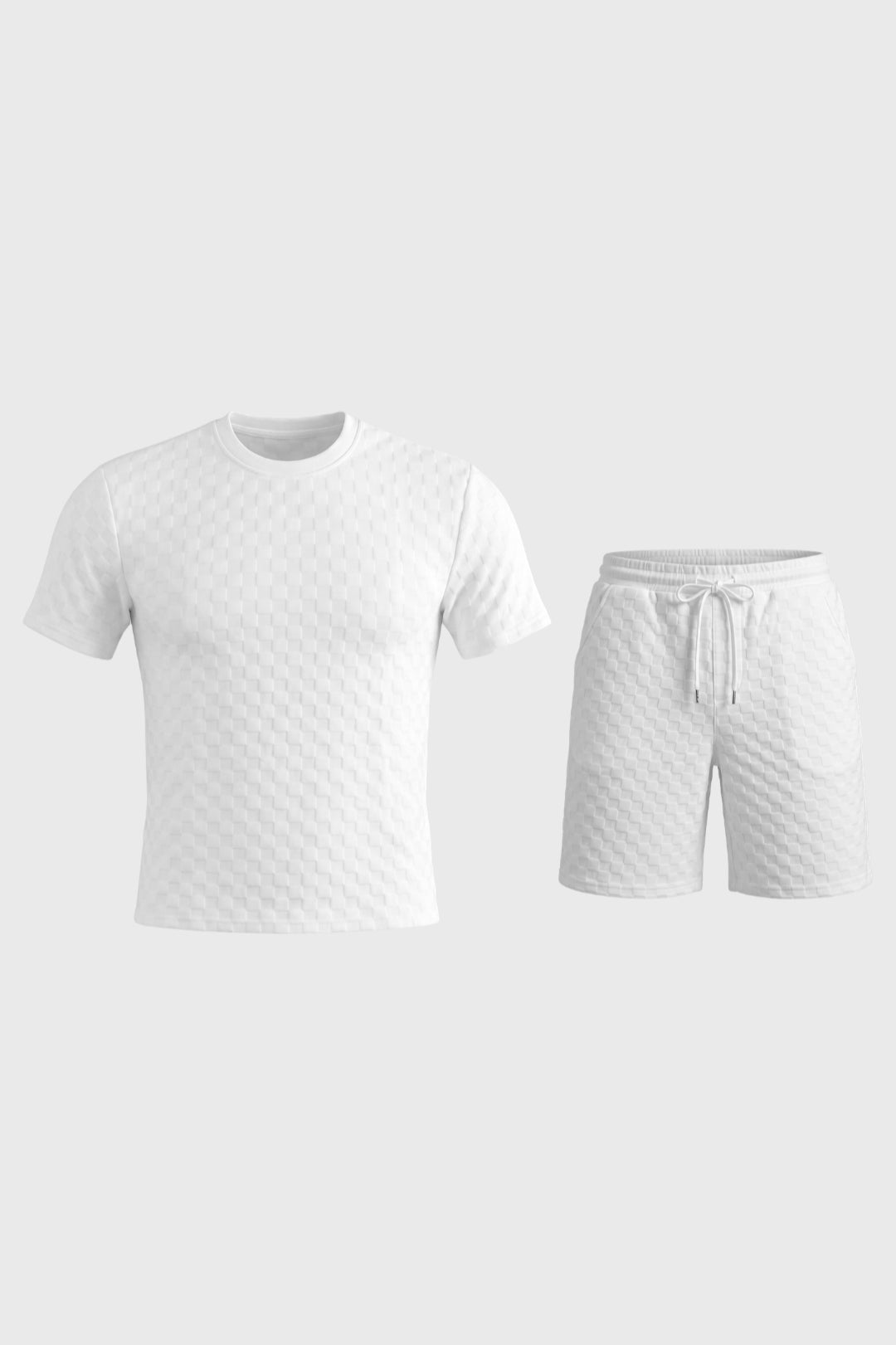 Men’s Waffle T-Shirt Set Relaxed Drawstring Shorts