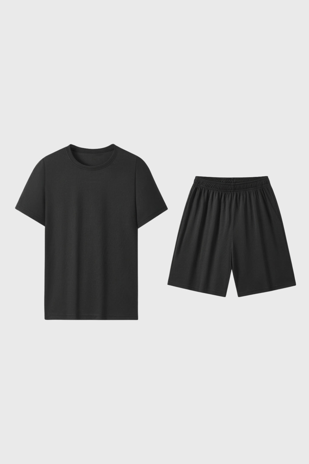 Set tricou bărbătesc cu guler rotund și pantaloni scurți lejeri