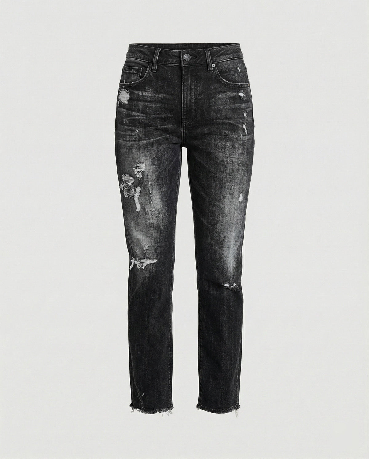 Damen-Jeans mit geradem Bein und Used-Look – Denim-Hose mit mittlerer Leibhöhe und Rissdetails für den lässigen Alltag