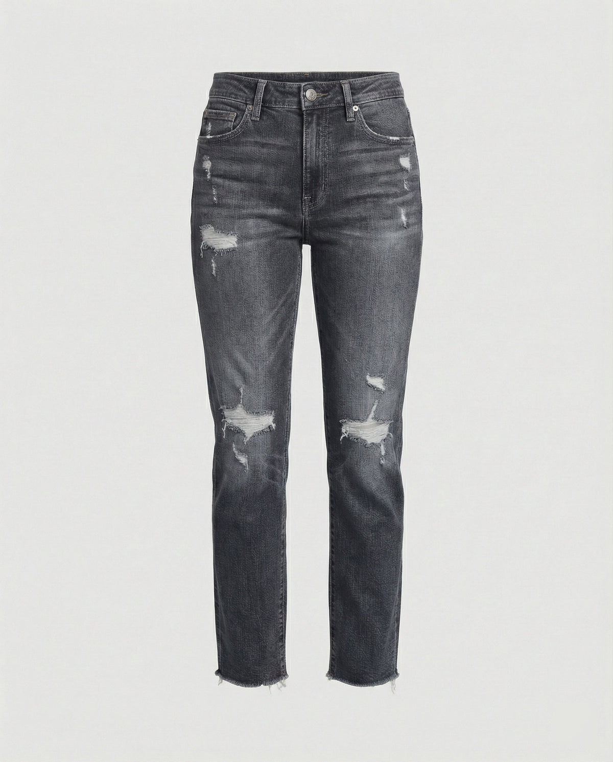 Damen-Jeans mit geradem Bein und Used-Look – Denim-Hose mit mittlerer Leibhöhe und Rissdetails für den lässigen Alltag